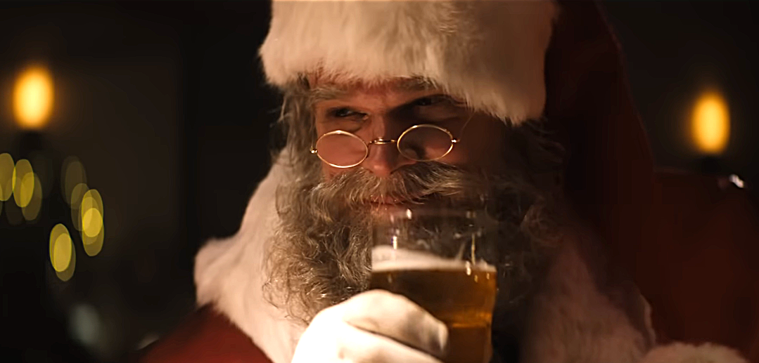Santa having a beer