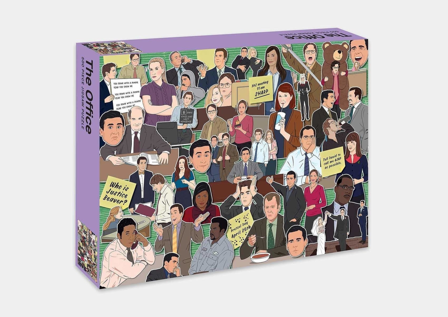 a puzzle inspired by the office on a blank background