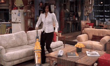 Monica Geller vacuuming a vacuum