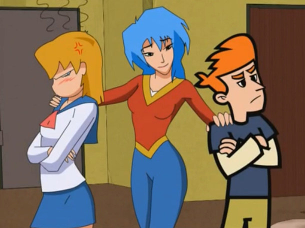 Still from an episode of Kappa Mikey, featuring Mitsuki, Lily, and Mikey.