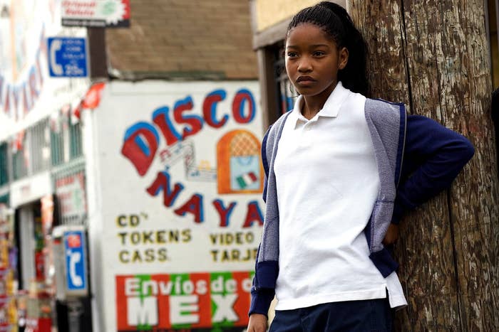 Keke Palmer leans up against a wall