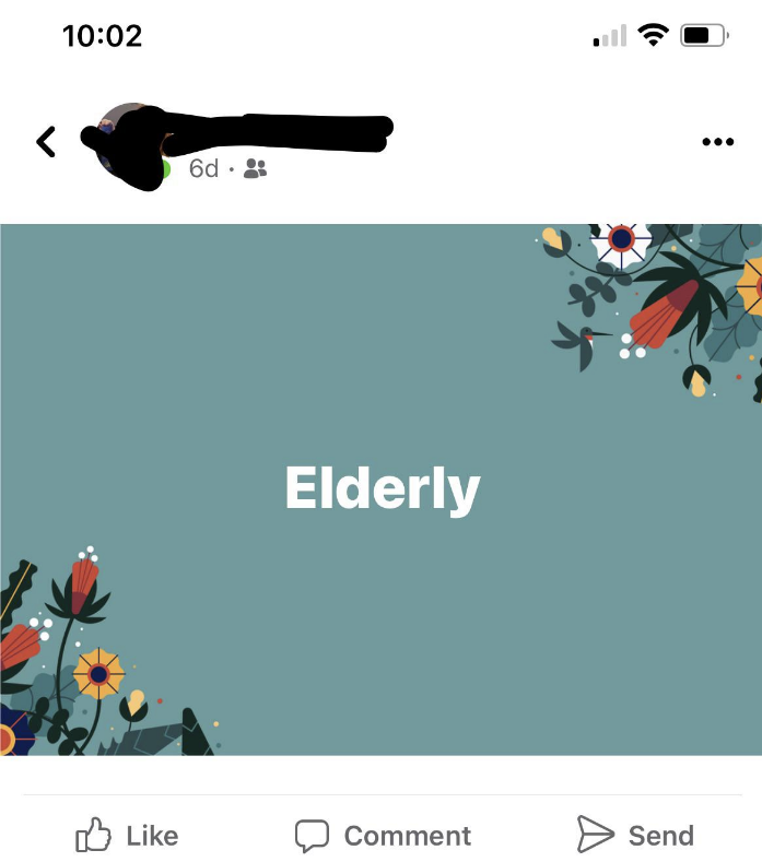 Social media post: &quot;Elderly&quot;