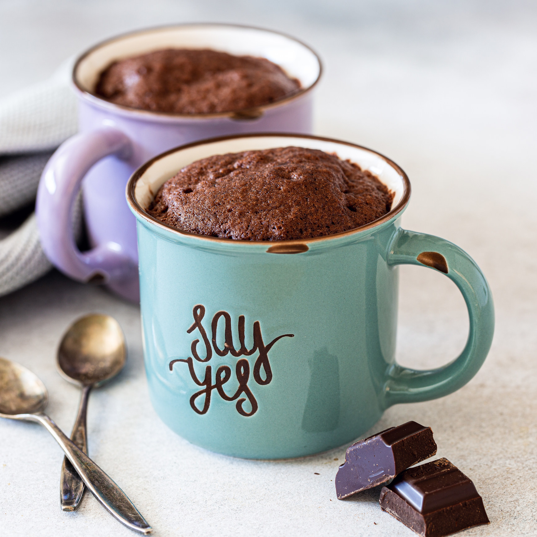chocolate cakes in a mug