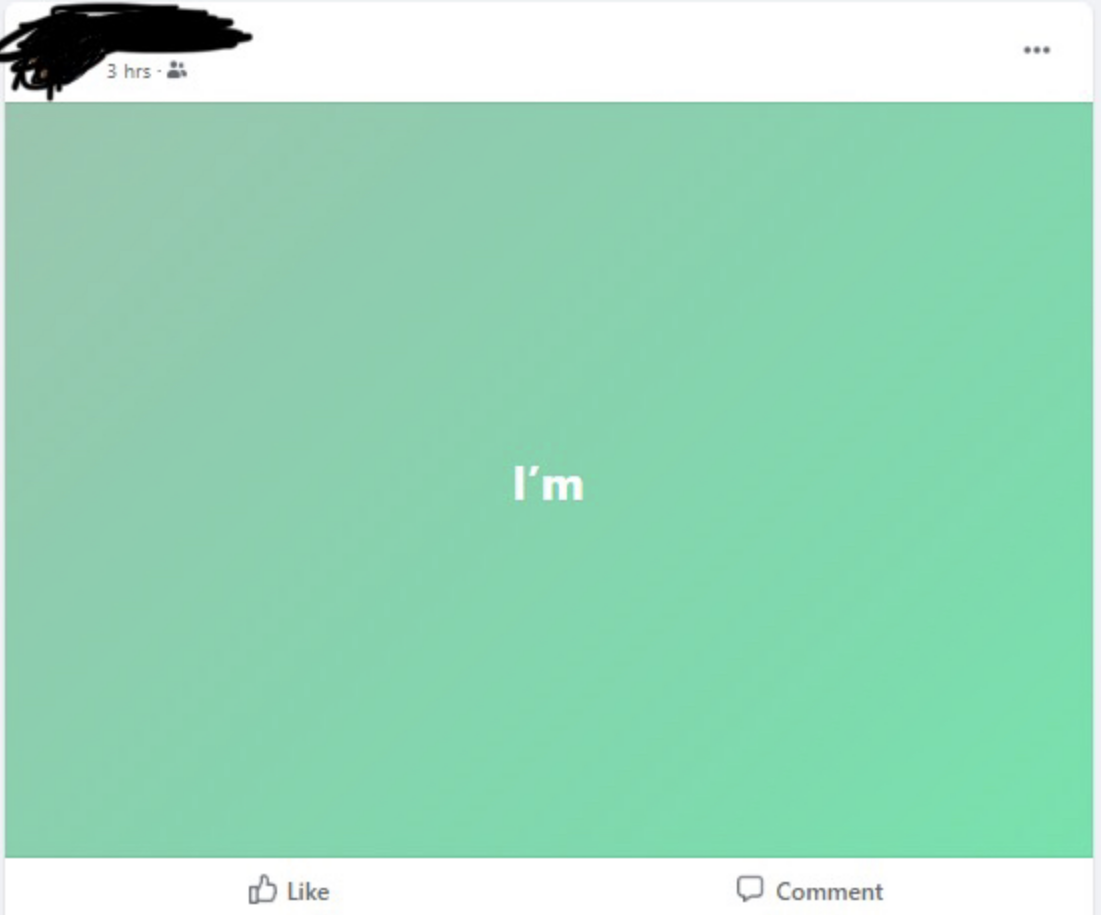 Social media post against pastel background and just the word &quot;I&#x27;m&quot;