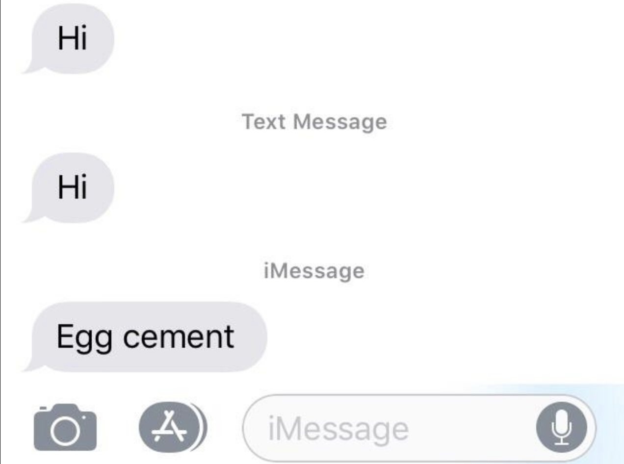 &quot;Hi,&quot; &quot;Hi,&quot; &quot;Egg cement&quot;