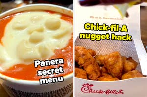Panera secret menu with tomato soup mac 'n' cheese and chick-fil-a nugget hack