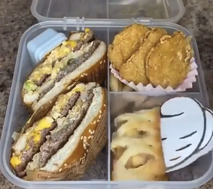 Burgers in a lunch container
