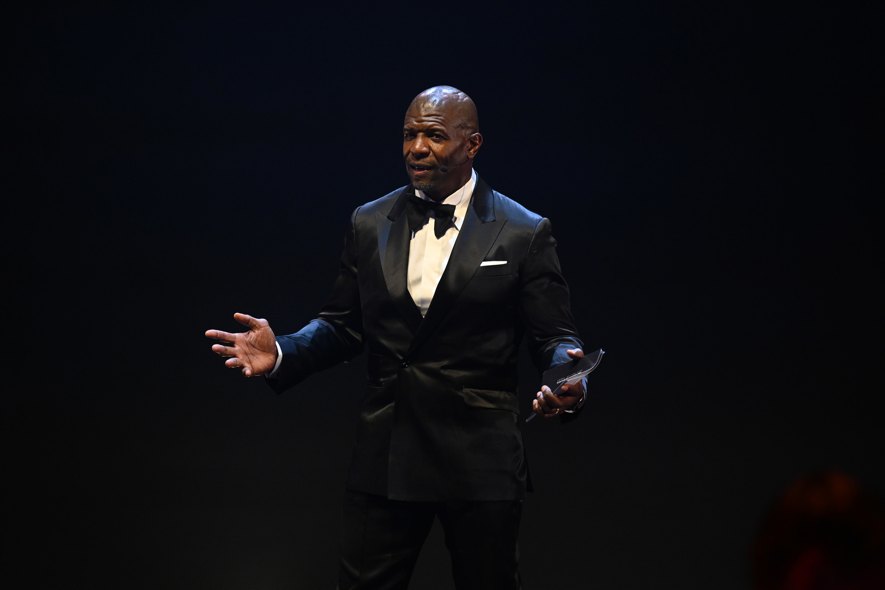 Terry Crews speaks on stage at the Jamal Edwards Self Belief Trust inaugural fundraiser on September 20, 2022
