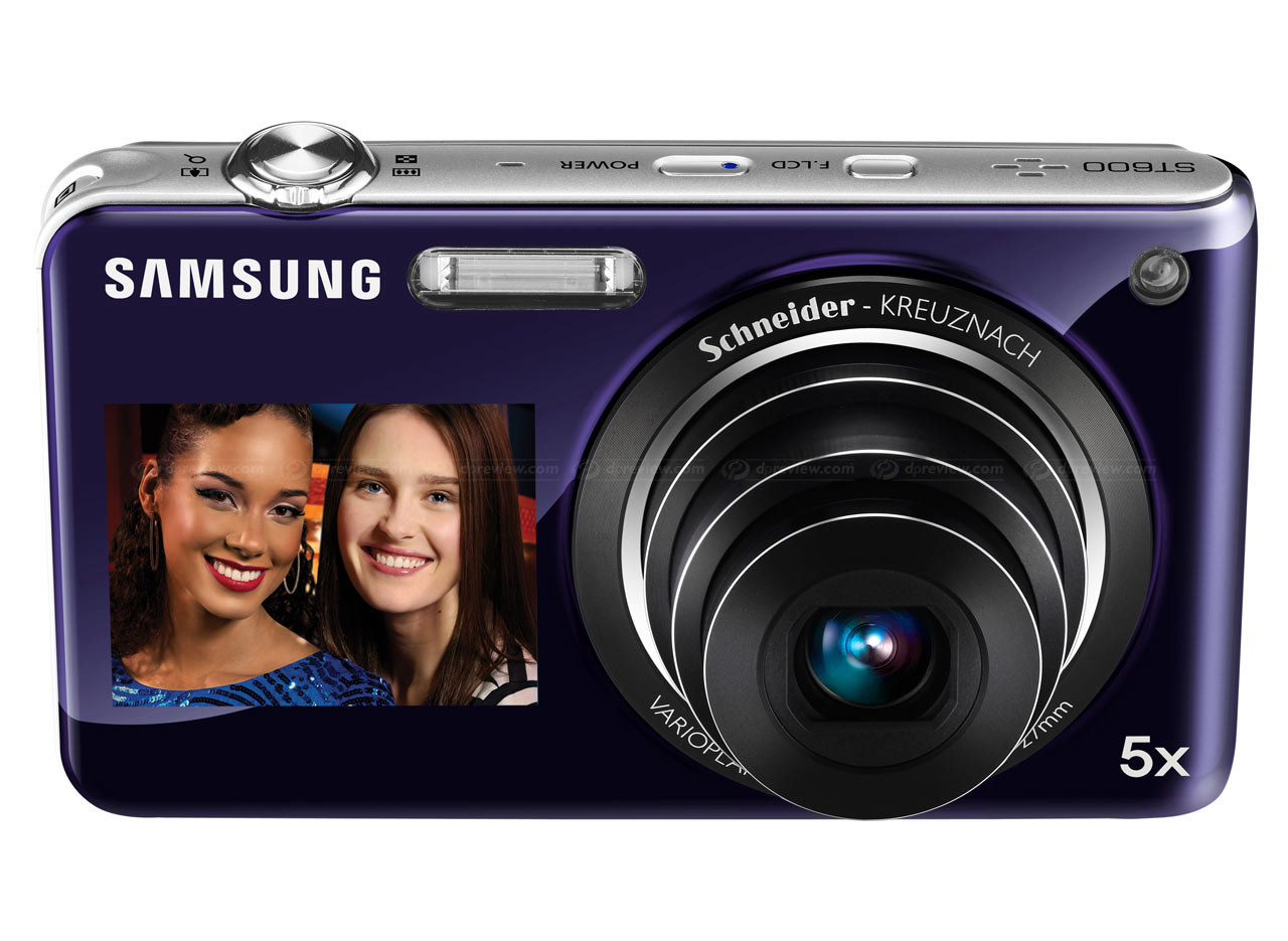 A compact Samsung camera in purple.