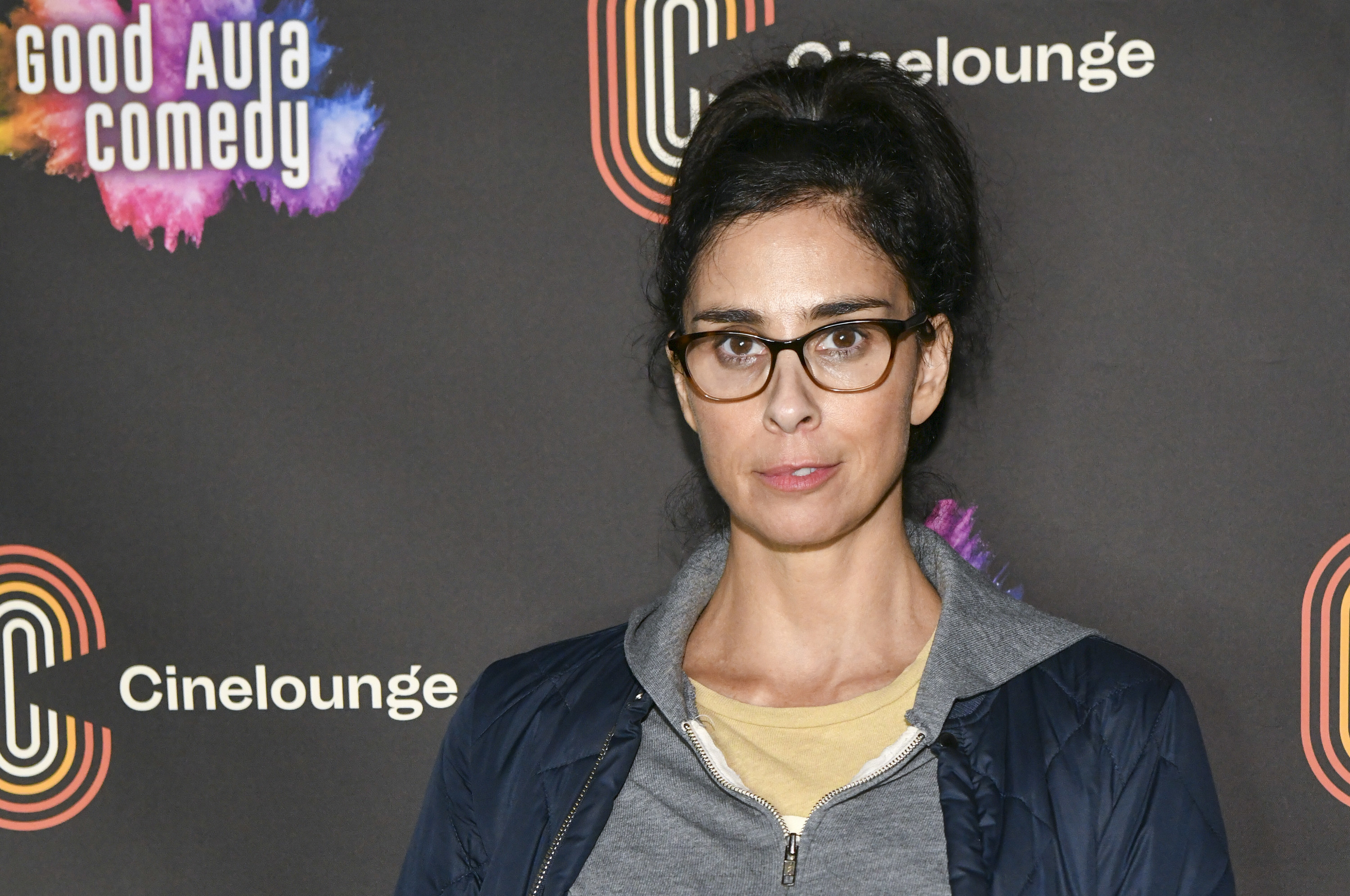 Sarah Silverman arrives at the Good Aura Comedy Show with Sarah Silverman at Cinelounge Outdoors on August 18, 2021 in Los Angeles, California