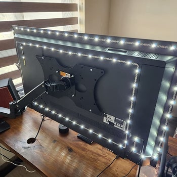 The lights installed on the back of a reviewer's TV