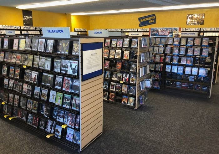The interior of a Blockbuster store