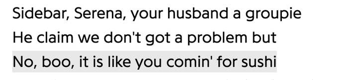 "sidebar, serena, your husband a groupie"