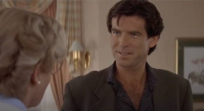 Robin Williams and Pierce Brosnan in Mrs Doubtfire