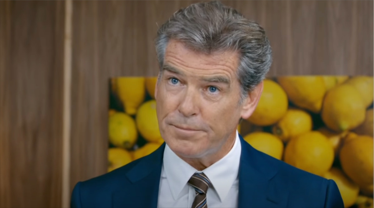 Pierce Brosnan frowning