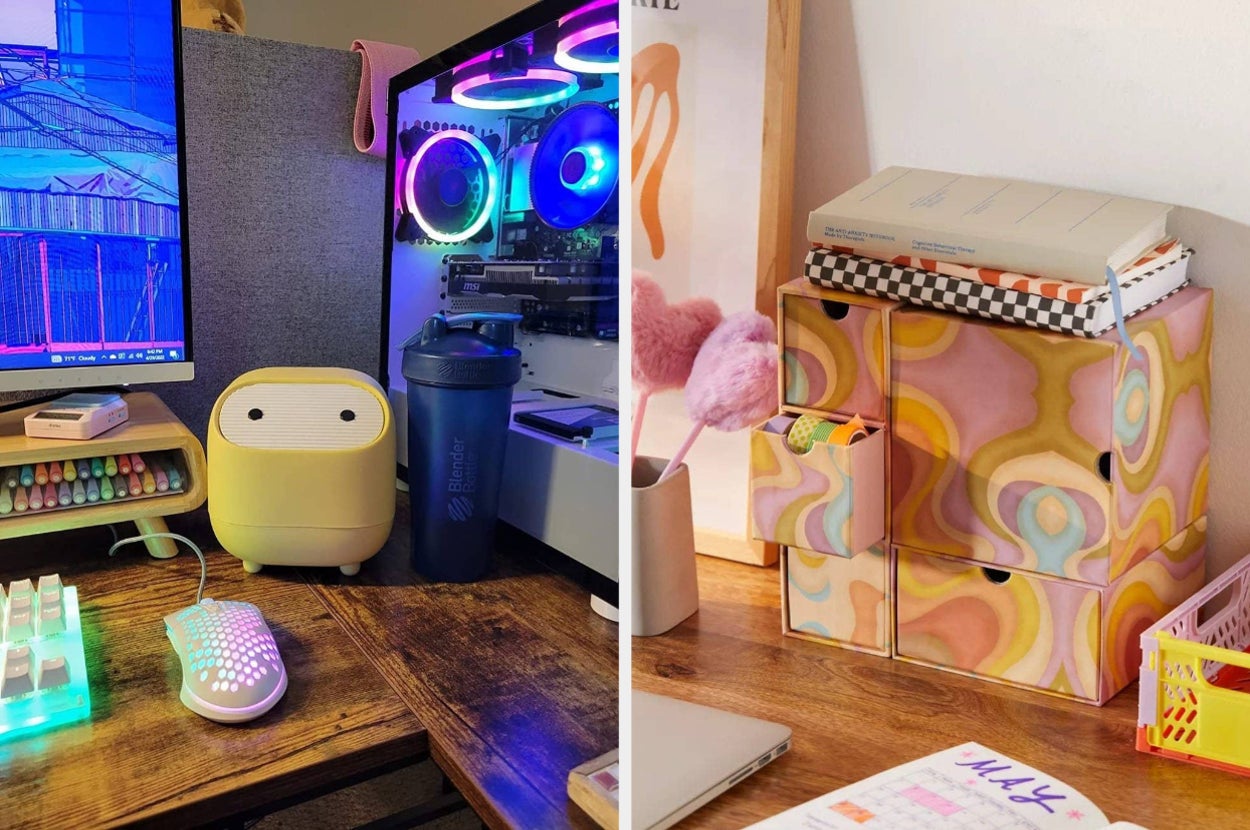 the mini trash can a desk organizer