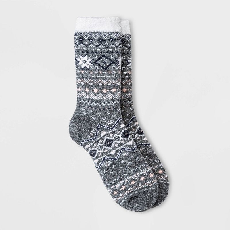 gray fair isle socks
