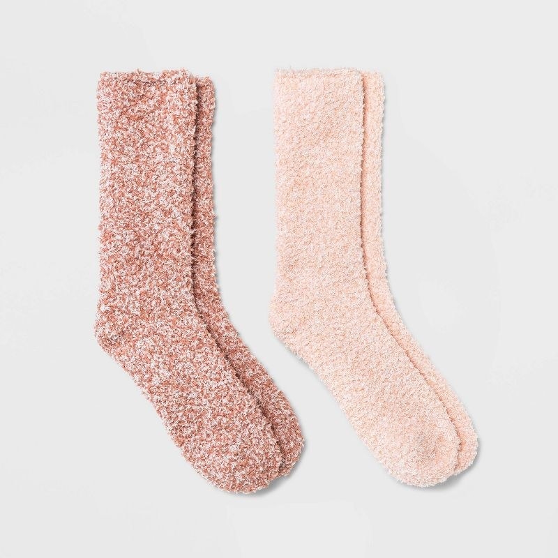 two pairs of pink marled socks