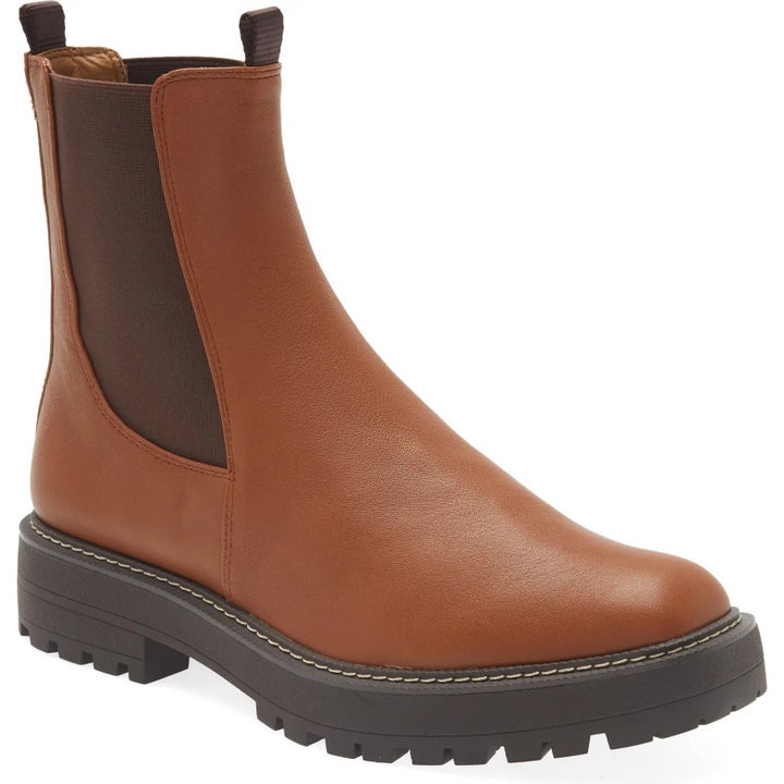 a brown sam edelman lug sole chelsea boot