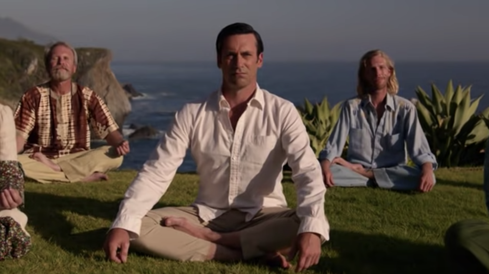 don draper sitting with others for meditation