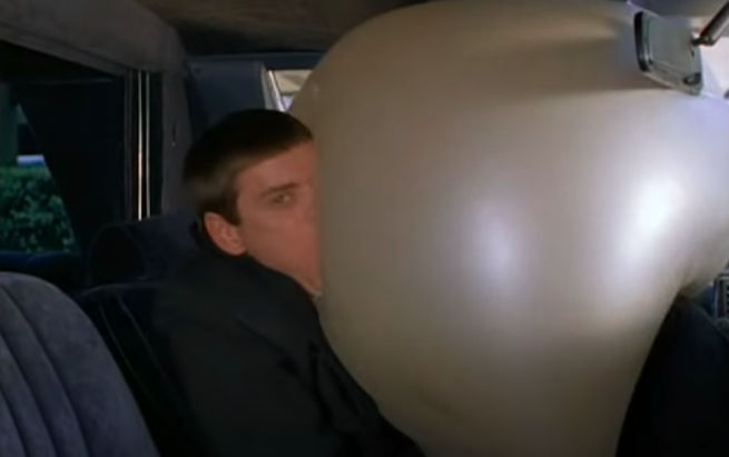 A man is nearly suffocated by an airbag