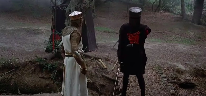 A knight is missing an arm, but it&#x27;s just a flesh wound