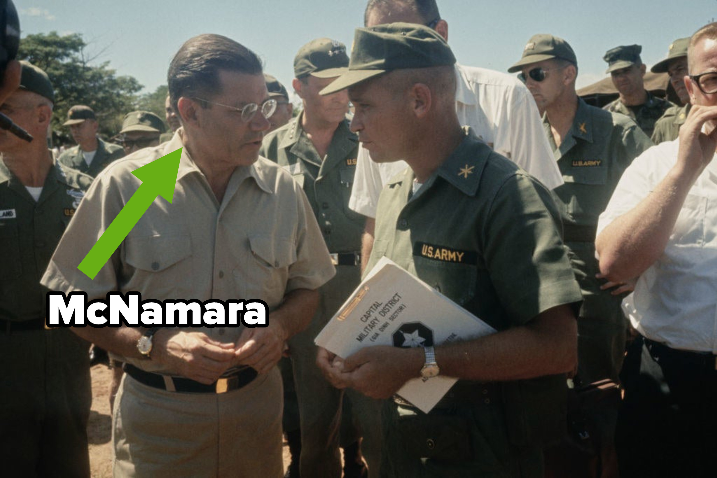 mcnamara talking to soldiers