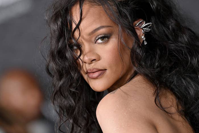 A closeup of Rihanna