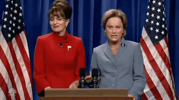 Tina Fey and Amy Poehler as Sarah Palin and Hillary Clinton