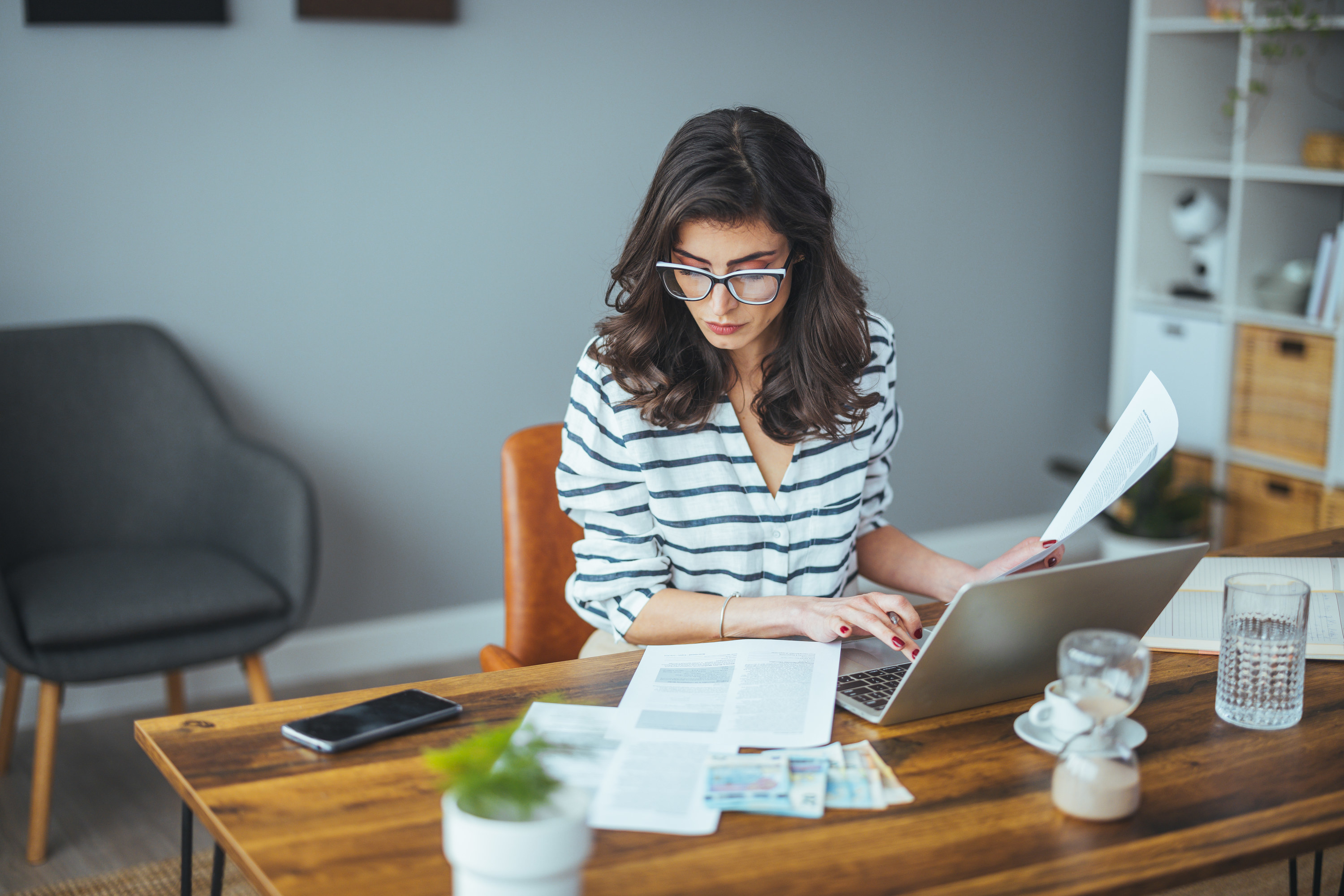 a woman doing her finances