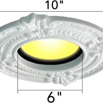Illustration of the medallion installed over a recessed light