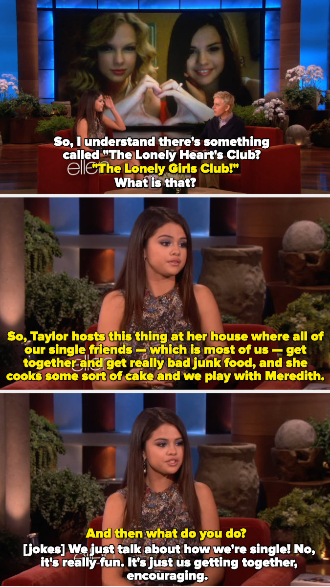 selena telling ellen that its a single friends party that&#x27;s really fun