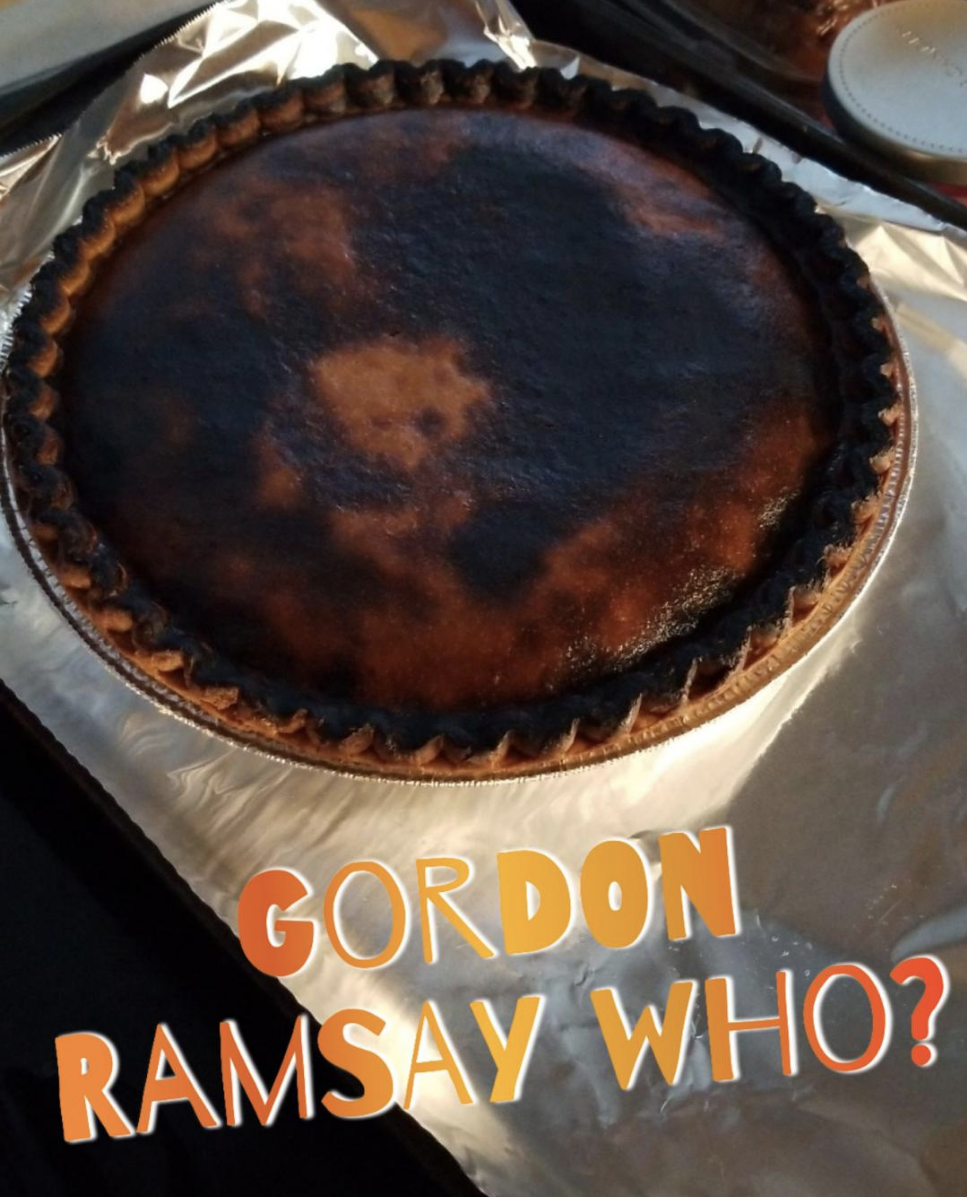 A badly burned pie with a caption that says &quot;Gordon Ramsay who?&quot;