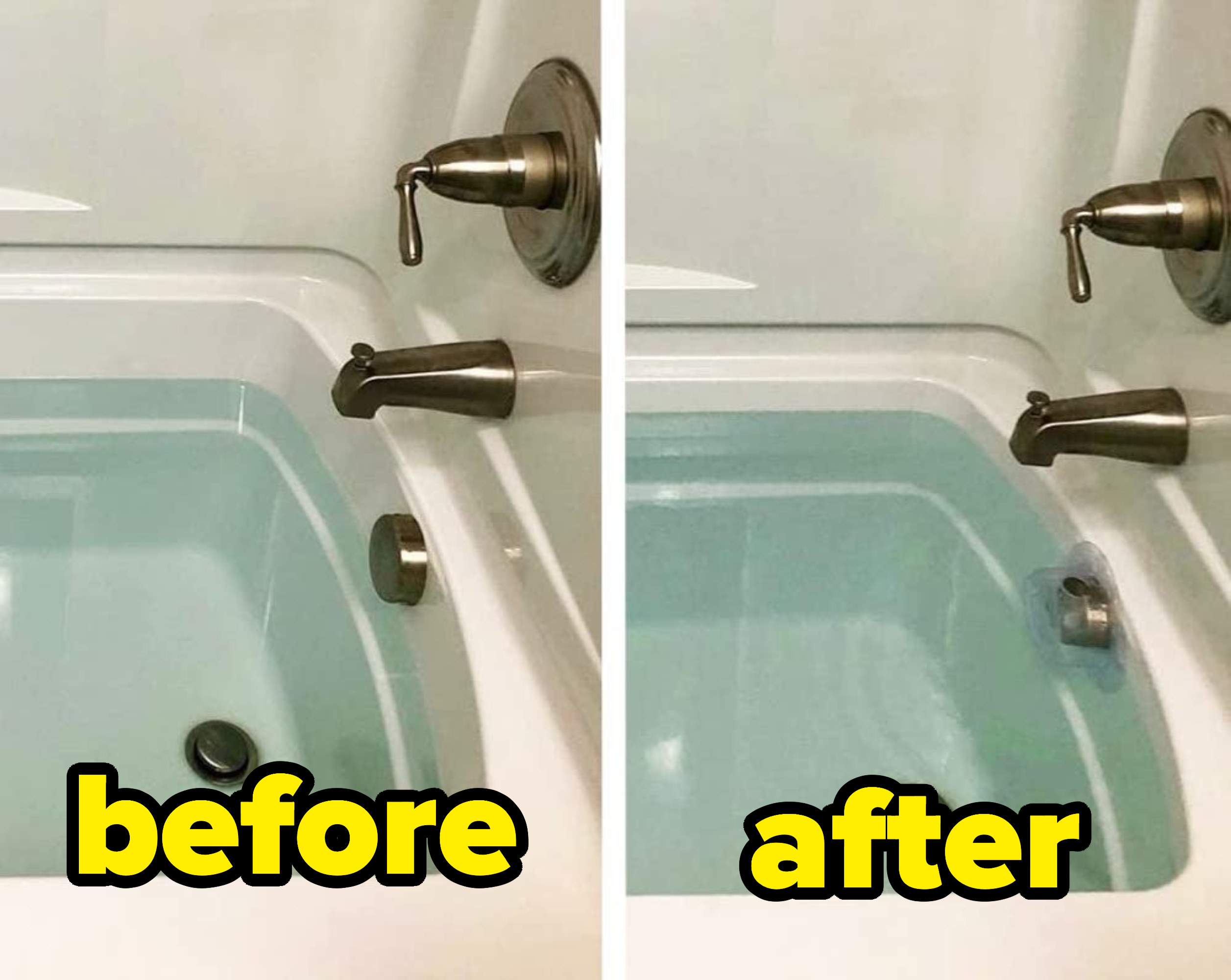 A tub with and without a drain stopper