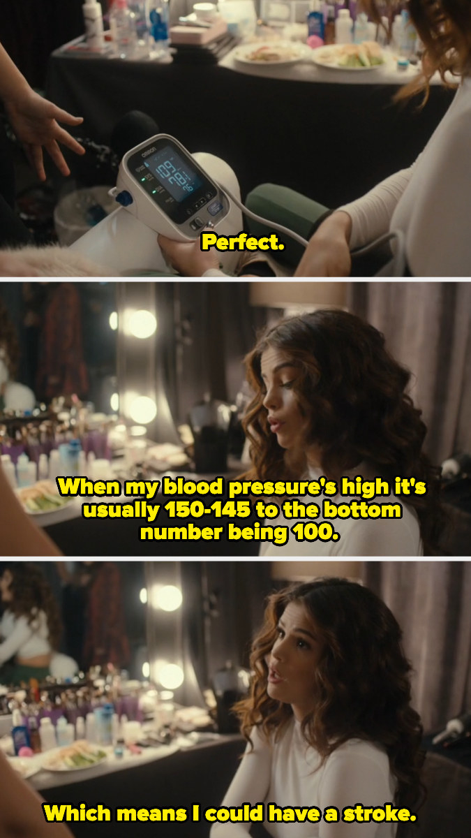 selena saying that if her blood pressure is anywhere from 150–145 its high and she could have a stroke