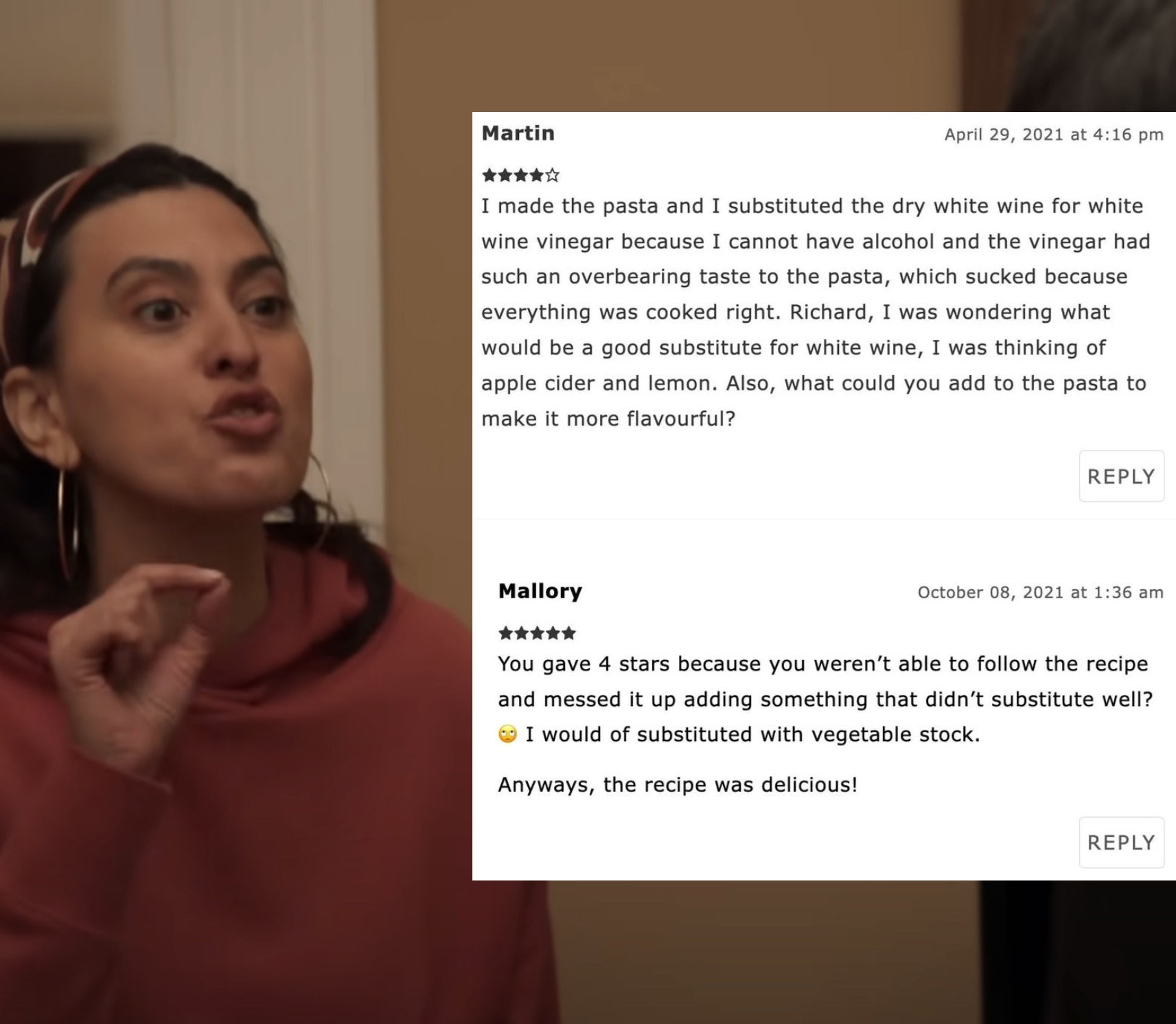 losing their temper in "the rehearsal" (inset) comments section with one user criticizing a recipe they drastically changed