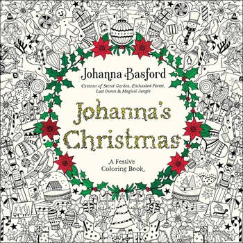 the cover of johanna basford's christmas coloring book