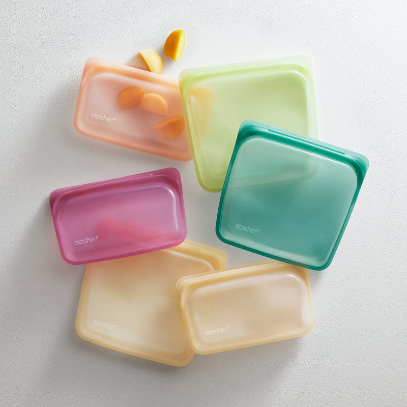 Colorful plastic, semi-transparent reuable storage containers