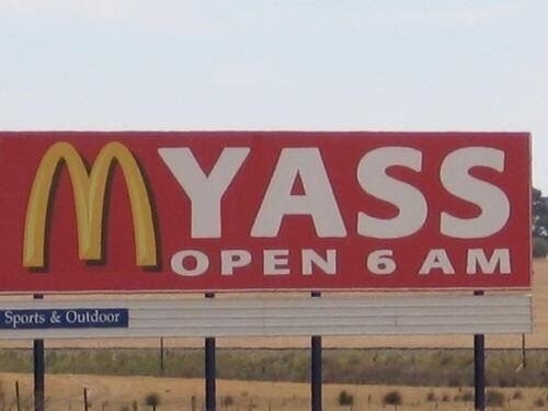 McDonald&#x27;s sign that reads, &quot;My ass open 6 am&quot;