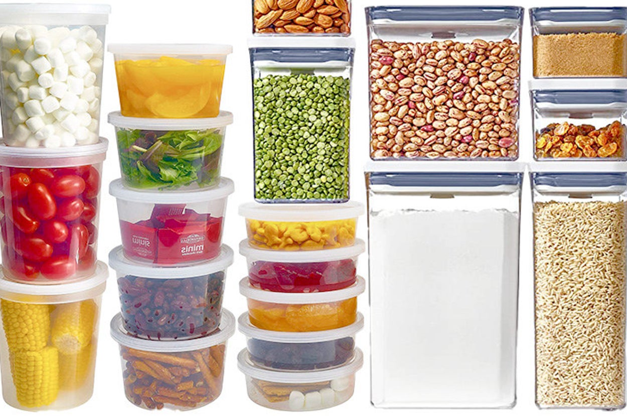 Different organizational food containers stacked