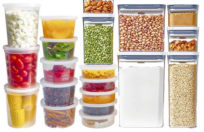 Different organizational food containers stacked