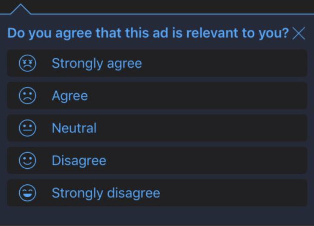 &quot;Do you agree that this ad is relevant to you?&quot;
