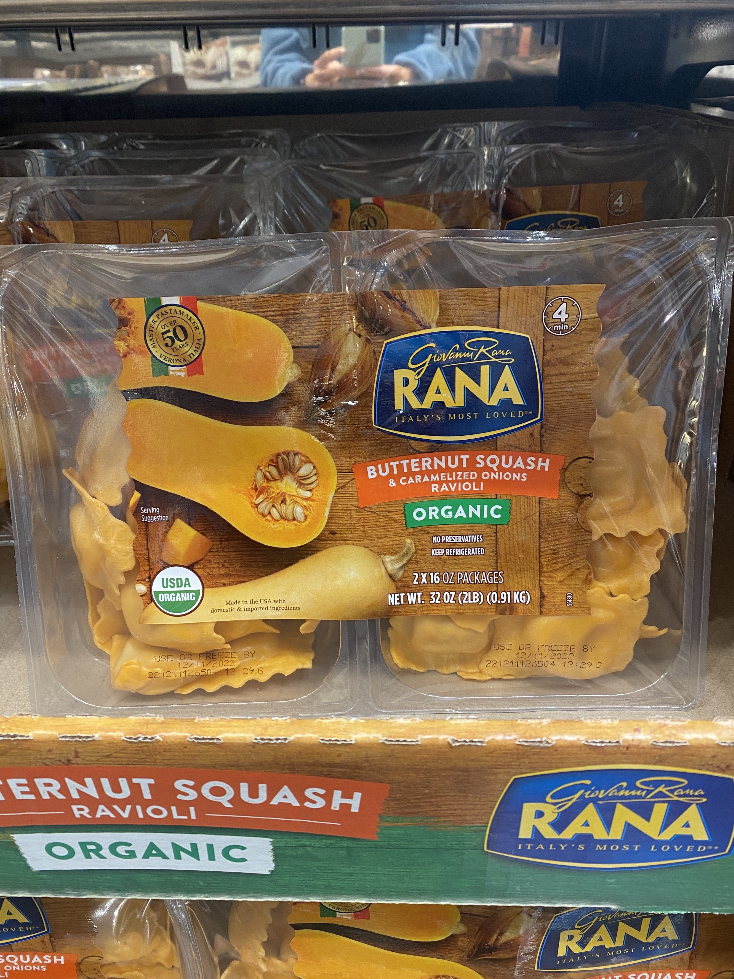 two packages of Rana butternut squash ravioli