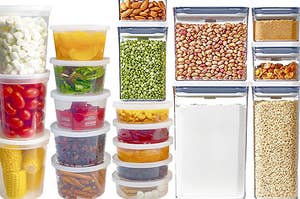 Different organizational food containers stacked