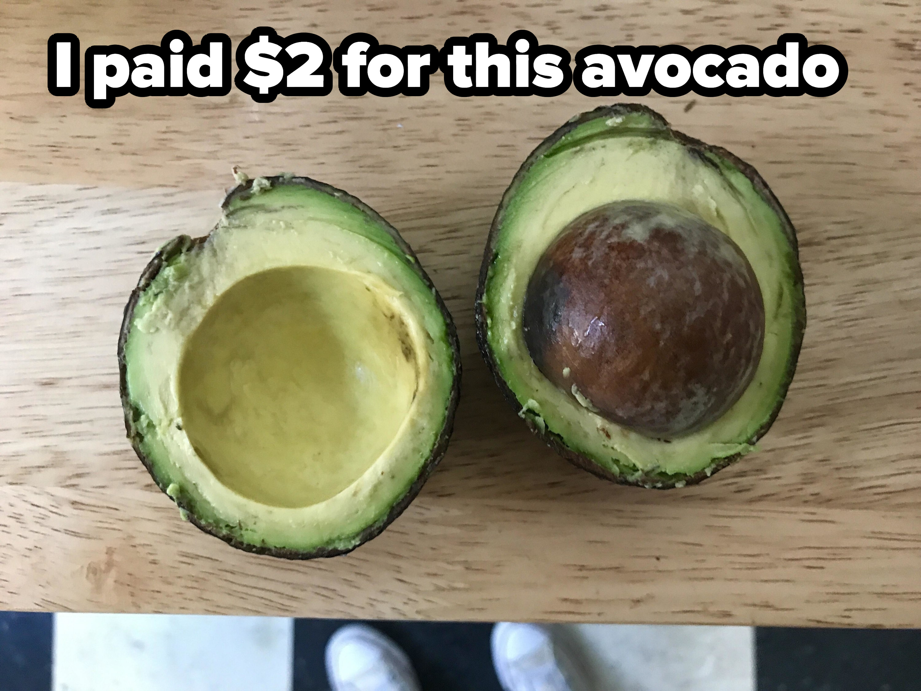 an avocado with a giant pit