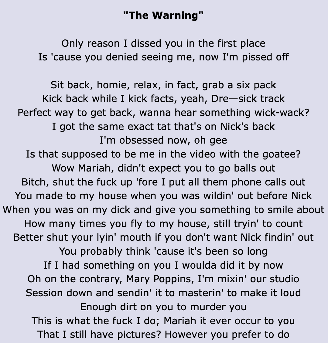 Lyrics to Eminem&#x27;s &quot;The Warning&quot;