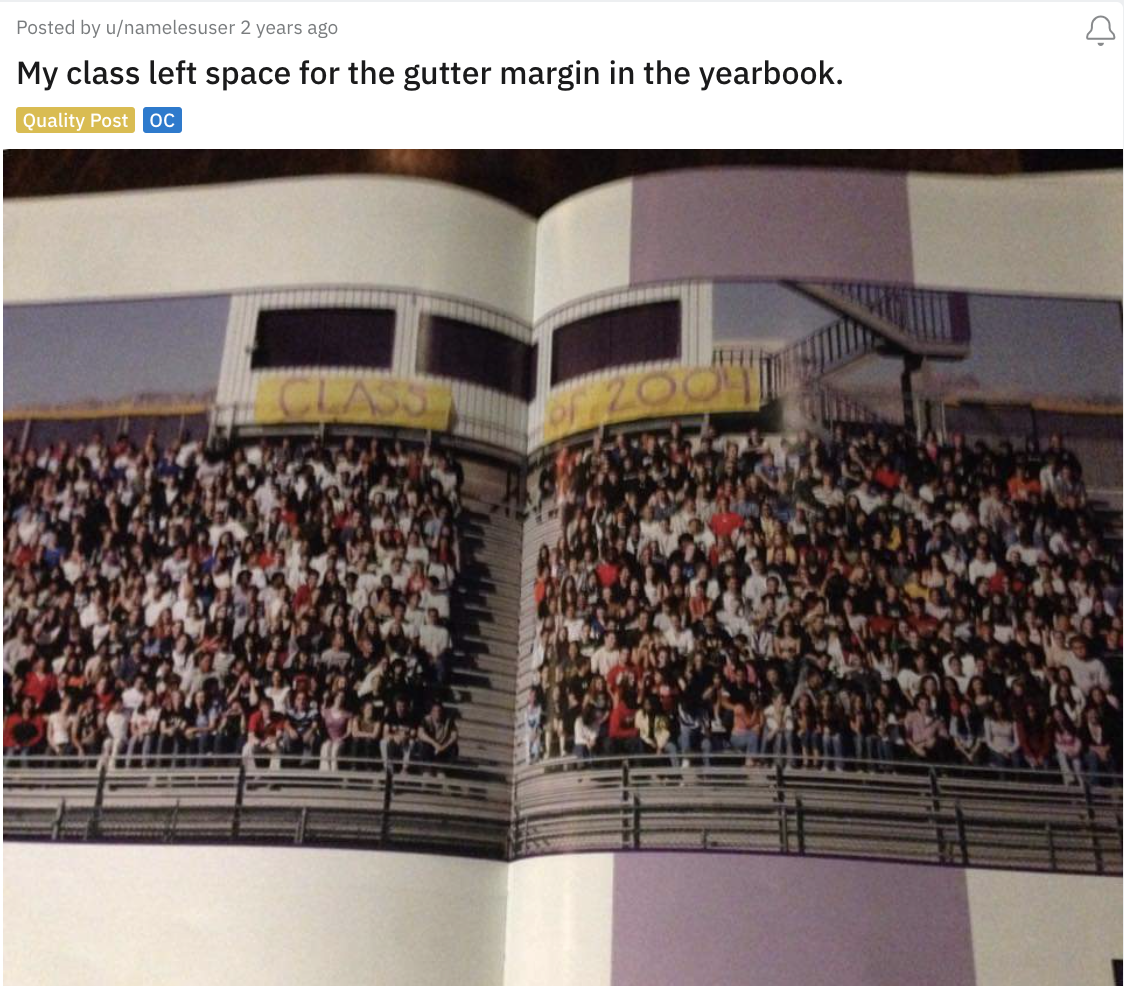 Big margins on a yearbook page