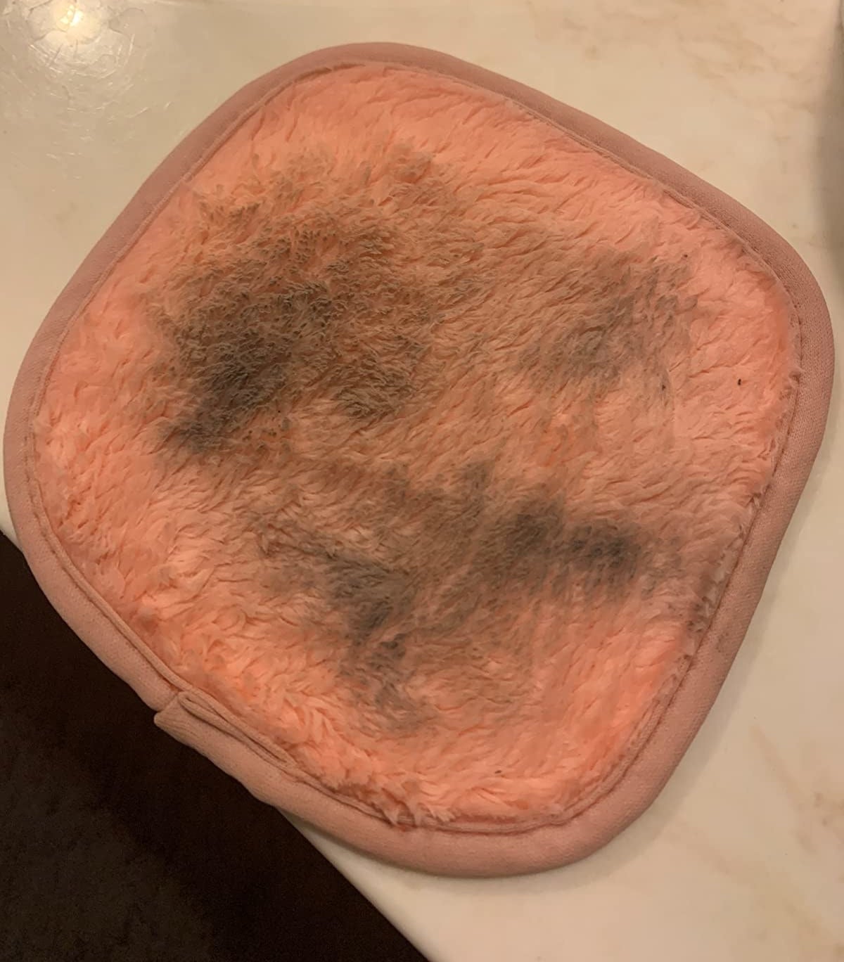 Reviewer image of dirty makeup remover towel
