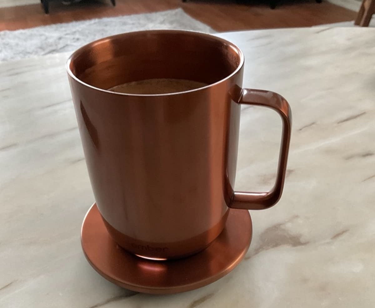 Reviewer image of copper mug on warmer
