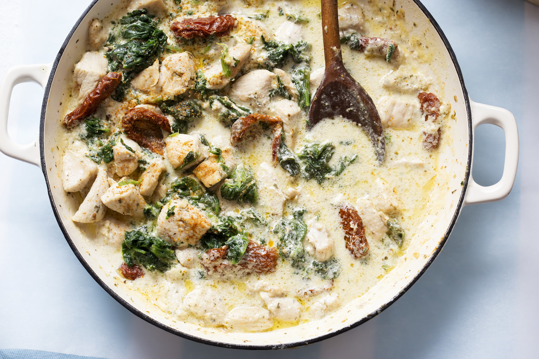 Tuscan chicken with sun-dried tomatoes, spinach and Parmesan